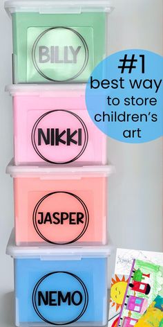 the best way to store children's art is with these storage bins for kids