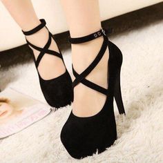 Cross-Tied Ankle Strap Platform High Heels Suede Wedding Party Shoes    ​ Womens Heels Stilettos, Wedding Party Shoes, Ankle Strap High Heels, Shoes Platform, Platform Stilettos, Super High Heels, Stiletto Shoes, Platform High Heels, Womens Shoes High Heels