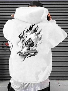 Mens Fashion Essentials, Off White Hoodie, Drop Shoulder Sweatshirt, Drop Shoulder Hoodie, Shein Brasil, Thermal Hoodie, Card Print, Dropped Shoulder Sweatshirt, Women Overcoat