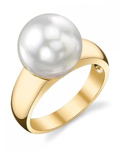 South Sea Pearl Abigail Ring South Sea Pearl Ring, Plain Gold Bangles, Cultured Pearl Ring, Silver Cuff Bangle, Pearl Rings, Golden South Sea Pearls, Golden Jewelry, Open Bangle, Sea Pearl