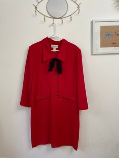 "Beautiful vintage dress size 12 by Anthony Sicari in wonderful condition. Now and buttons down front of shirt dress. Two mock pockets with beautiful buttons.  Bust- 42\" Waist- 42\" Hip- 44\"" Acid Wash Dress, Red Silk Dress, Red Shirt Dress, 80s Denim, Denim Jumper, Floral Peplum, Bodycon Maxi Dresses, Empire Waist Dress, Halter Maxi Dresses