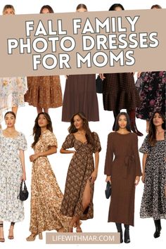 the fall family photo dresses for moms is featured in this image with text overlay