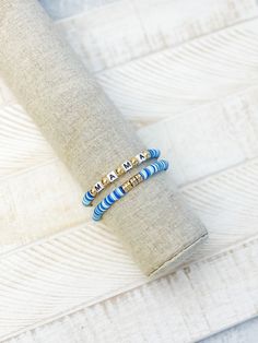 Set of 2 Stretch Bracelets Stretch Bracelet, Stretch Bracelets, Bracelet Set, Blue Gold, Beaded Bracelets, Turquoise, Bracelet, Gold, Blue