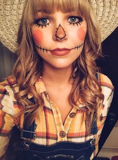 Diy Scarecrow Costume, Scarecrow Halloween Makeup, Mardi Gras Makeup, Halloween Costumes Scarecrow, Make Up Diy, Scarecrow Makeup, Diy Scarecrow, Halloweenský Makeup