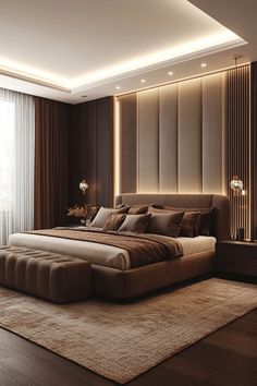 Bloxburg fall bedroom ideas translated into real-life decor Fall Bedroom Decor, Modern Luxury Bedroom, Fall Bedroom, Luxury Bedroom Master, Elegant Bedroom, Small Room Bedroom, Contemporary Bedroom, Bedroom Aesthetic, Aesthetic Bedroom