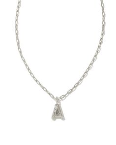 Personalize your everyday look with the Crystal Letter A Silver Short Pendant Necklace in White Crystal. Whether you’re rocking your initial or a loved one’s, this sentimental layer is one you’ll keep coming back to again and again Steve Madden Mules, Short Pendant Necklace, Eyewear Kids, Silver Shorts, Off Shoulder Dresses, Letter Pendant Necklace, Letter A, Letter Pendants, Jumpsuit Shorts Rompers