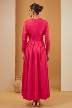 Pink chanderi silk anarkali. Comes along with a floral hand embroidered dupatta. - Aza Fashions Hand Embroidered Dupatta, Anarkali With Dupatta, Silk Anarkali, Embroidered Dupatta, Fashion App, Anarkali, Aza Fashion, Hand Embroidered, Silk