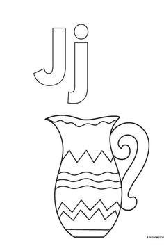 the letter j is for jug coloring page with an image of a pitcher on it