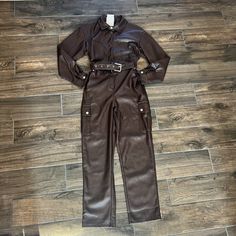 7 For All Mankind Jumpsuit Wmn Faux Leather Belted Brown Size Small Nwt $300 Please Check Pictures For Any Measurements Fall Workwear Jumpsuits And Rompers With Belt Loops, Trendy Winter Workwear Jumpsuits And Rompers, Fall Workwear Belted Jumpsuits And Rompers, Fall Season Belted Overall Jumpsuits And Rompers, Fall Jumpsuits And Rompers With Pockets, Fitted Jumpsuits With Belt Loops For Night Out, Fitted Faux Leather Jumpsuits And Rompers For Fall, Fitted Faux Leather Jumpsuits For Fall, Trendy Belted Jumpsuits And Rompers For Fall