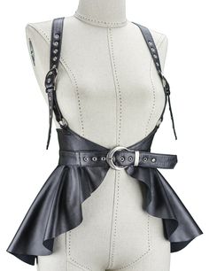 Leather Harness With 12 Inch Long Peplum Skirt. Harness Belt - Etsy Katie White, Harness Belt, Leather Peplum, Clothing Design Sketches, Peplum Skirt, Concept Clothing, Leather Harness, Sheep Leather, Mode Inspo