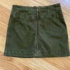 Nwt Olive Green Denim Mini Skirt With Full Bronze Metal Zipper In The Front By Hazel Boutique, Size 28 From A Smoke Free Clean Home Casual Denim Skirt With Zipper Closure, Casual Fitted Skirt With Zip Fly, Casual Mini Denim Skirt With Zipper, Casual Mini Denim Skirt With Zipper Closure, Casual High-waisted Denim Skirt With Zipper, Casual High Waist Denim Skirt With Zipper, Casual Fitted Denim Skirt With Zipper Closure, Fitted Casual Denim Skirt With Zipper Closure, Casual Denim Skirt With Zip Fly