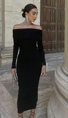 Wedding Guest Dress Sleeves, Black Chic Dress, Black Suede Dress, Modest Dresses Fashion, Corporate Dress, Wedding Dress Outfit, Dress Sleeves, Cute Dress Outfits, Modesty Fashion