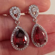 Red Ruby Earrings, Red Pear, Prom Dance, Boho Style Earrings, Gold Earrings For Women, Wedding Banquet, Senior Prom, Red Diamond, Sparkle Earrings