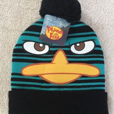 the angry birds beanie hat is black and blue