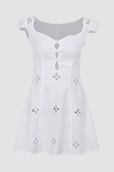 This adorable white sundress features a cute button-down front, a flattering high waist, and a flowy A-line skirt. Made from a breathable cotton linen blend, it's perfect for hot summer days. The square collar adds a touch of vintage charm, while the peek-a-boo cutout adds a modern twist. Dress it up with heels and sandals for a chic look, or keep it casual with sneakers. Product information: Fabric name: cotton linen Craft: collage/stitching Style: suspender Skirt length: short skirt Skirt type White A-line Feminine Sundress, Breezy White V-neck Sundress, Off-white Sleeveless Bohemian Midi Dress, White Bohemian V-neck Sleeveless Dress, White Bohemian A-line Mini Dress, Off Shoulder Floral Dress, Lace Tube Top, White Sundress, Suspender Skirt