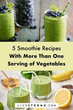 green smoothie recipe with more than one serving of vegetables