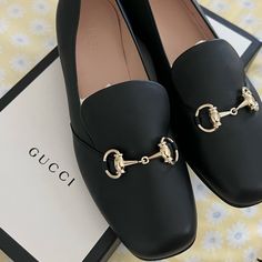 Gucci Loafers Size 39 Original Box Worn Once For An Hour Perfect Condition Chic Gucci Loafers For Business, Gucci Elegant Loafers For Office, Gucci Elegant Office Loafers, Elegant Gucci Loafers For Office, Gucci Elegant Loafers With Round Toe, Gucci Round Toe Loafers For Office, Gucci Almond Toe Loafers For Workwear, Gucci Loafers For Office With Round Toe, Gucci Black Loafers For Work