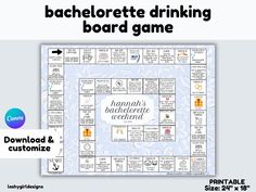 a board game with the words bachelor drinking board game