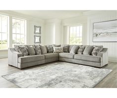 great sectional option Accent Ottoman, Sectional With Ottoman, Grey Sectional, 3 Piece Sectional, Grey Upholstery, Ornate Furniture, Upholstered Sectional, Open Arms, Living Room Set