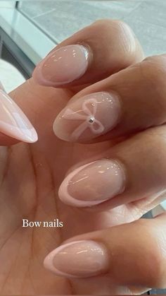 Bow Nails, Cute Simple Nails, Summery Nails, Girly Acrylic Nails, Soft Nails