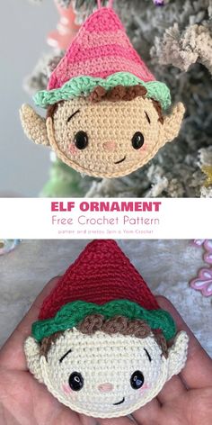 crochet elf ornament free pattern for christmas tree ornaments and decorations with instructions to make it