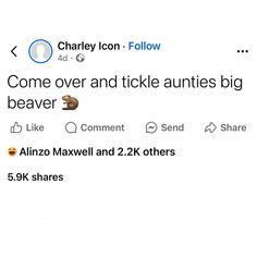 two tweets are shown with the caption'come over and ticke anites big beaver like comment '