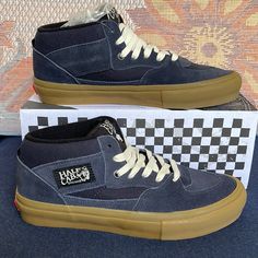 New In The Box Authentic Vans Men’s Skate Half Cab Navy/Gum Vn0a5fcdngm Sneakers # Basketball Skateboarding Athletic Blue Sneakers For Skateboarding, Blue Vans Skate Shoes With Round Toe, Vans Blue Skate Shoes For Sports, Vans Blue Skate Shoes For Streetwear, Blue Casual Vans Skate Shoes, All Black Vans, Burgundy Vans, Rare Vans, Grey Vans