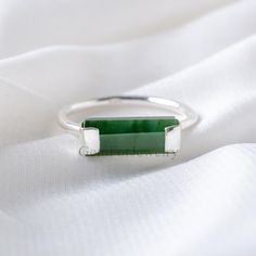 Valentine's Day Jewelry, Gift Set, Gift For Her, Green Jade Ring Raw Gemstone Long Bar SOLID Sterling Silver 925 Ring Natural Long Terminated SOLID Sterling Silver Ring PRODUCT DETAILS: - Base Metal: SOLID STERLING SILVER (925) - Gemstone: Green Jade - Type: Polished - Gemstone Length: 6-10 mm - Gemstone Width: 3-4 mm (Approx) PLEASE NOTE: - These Are Natural Raw Stones in as it is Pencil Formation from Nature so Width, Height, and Color will Vary as per the size Ranges mentioned in the descript Green Sterling Silver Stackable Crystal Ring, Green Stackable Sterling Silver Crystal Ring, Jade Open Ring For Gift, Jade Open Ring Gift, Jade Open Ring As Gift, Green Sterling Silver Stackable Open Rings, Green Jade Ring, Raw Crystal Ring, Green Tourmaline Ring