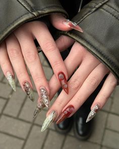 Love mood of this nail set For gorgeous @alinavein Crazy Winter Nails, Nail Aesthetic Photos, 2025 Nails, Ice Nails, Nail Poses, Nail Art Cute, Love Mood, Edgy Nails