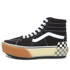 (WMNS) Vans SK8-HI Stacked 'Checkerboard' VN0A4BTW95Y (SNKR/Women's/High Top/Thick Sole) Vans Platform Outfit, Platform Outfit, Hi Top Vans, Graduation Shoes, Checkerboard Vans, White Shoes Sneakers, Men's Vans, Trendy Summer Outfits