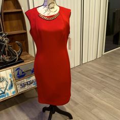 This Is A Beautiful Red Nwt Calvin Klein Dress. Original Price 89.98 Calvin Klein Red Party Dress, Red Calvin Klein Party Dress, Calvin Klein Red Formal Dress, Chic Red Calvin Klein Dress, Calvin Klein Red Dresses, Calvin Klein Red, Calvin Klein Dress, Womens Calvin Klein, Red Dress