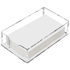 a clear plastic box with two dividers on the bottom and one section open to reveal a sheet of paper