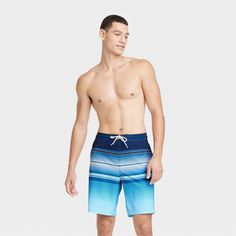 Get ready for exciting sunny escapades in style and comfort with these Suspension Striped Swim Shorts from Goodfellow & Co™. The regular-fit swim shorts are made from soft and stretchy fabric with a boxer brief liner for added comfort both in and out of the water. The swim trunks feature an adjustable drawstring closure that helps you find the best fit, along with side and back pockets that allow you to carry your essentials. Featuring an allover striped pattern for cool style, simply pair them Blue Moisture-wicking Summer Bottoms, Moisture-wicking Blue Bottoms For Summer, Blue Bottoms For Warm Weather With Short Length, Casual Moisture-wicking Bottoms For Beach Season, Blue Short-length Bottoms For Warm Weather, Blue Shorts For Warm Weather, Blue Bottoms With Built-in Shorts For Warm Weather, Blue Bottoms For Outdoor Beach Season, Blue Bottoms For Beach Season Outdoor