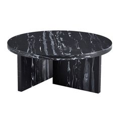 a black and white marble coffee table with an oval shaped design on the top, in front of a white background