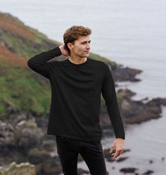 Organic cotton long sleeve t-shirt - A perfect basic essential to every wardrobe. Comfy, durable and kind to the planet... what more could you want from a t-shirt? Basic Organic Cotton Long Sleeve T-shirt, Organic Cotton Long Sleeve T-shirt, Guys Clothing Styles, Men's Long Sleeve T-shirt, Mens T Shirts, Clothing Styles, Renewable Energy, Senior Pictures, Mens Long Sleeve