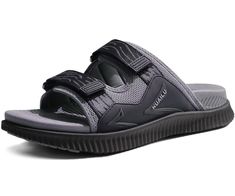 PRICES MAY VARY. 【Mens Sporty Slide Sandals】are sport and casual style. Open toe adjustable strap is made of mesh fabric. Premium ortho arches thick cushion serve walking on cloud comfort and reduce the pressure and fatigue on foot. 【Orthopedic Arch Support】comfortable recovery sandals offering all day supportive anywhere and relief back and heel pain. Orthotic sandals for men will improve your gait and lessen foot issues like Plantar Fasciitis. 【Ergonomic Lightweight Sandals】rolling balance des Luxury Black Sport Sandals With Removable Insole, Cheap Men's Sporty Sport Sandals, Cheap Men's Slide Sport Sandals, Outdoor Adjustable Slip-resistant Sport Sandals, Black Waterproof Slip-on Sport Sandals, Toe Walking, Recovery Sandals, Cheap Non-slip Men's Sport Sandals, Orthopedic Sandals