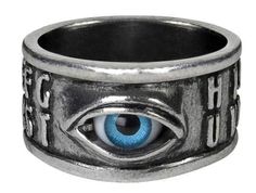 Ouija Eye Ring Engagement Rings Goth, Mens Engagement Rings, Medieval Wedding Ring, Gothic Jewelry Rings, Thick Silver Ring, Rings Goth, Ring Symbolism, Ceramic Eye, Gothic Wedding Rings