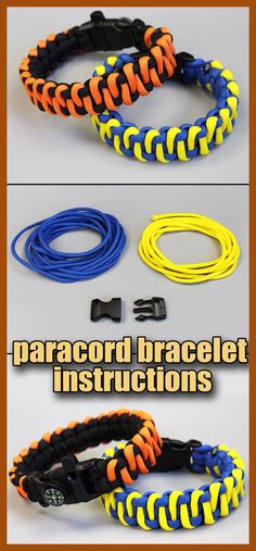 the instructions for how to make paracord bracelets with different colors and sizes