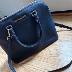 Navy Blue Michael Kors Crossbody Bag. Leather. Medium. Adjustable Strap. Never Used, Like New! 13"W X 9.5"H X 5.5"D Classic Blue Bag With Zipper Closure, Blue Bags With Gold-tone Hardware For On-the-go, Michael Kors Selma, Bags Michael Kors, Michael Kors Crossbody Bag, Michael Kors Crossbody, Cross Bag, Mini Crossbody Bag, Black Crossbody