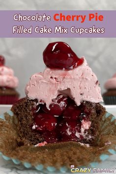 chocolate cherry pie filled cake mix cupcakes