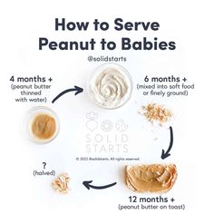 instructions for how to serve peanut to babies and what they are made in small bowls