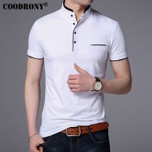 COODRONY Mandarina Cuello de Manga Corta Camiseta de Los Hombres 2017 de Primavera verano nuevo top men marca clothing slim fit camisetas de algodón S7645(China) Mandarin Collar Shirt, Grey Polo Shirt, Polo Shirt White, Collar Tshirt, Men Shirt Style, Mens Tee Shirts, Slim Fit Shorts, Tee Shirt Homme, Slim Fit Shirt