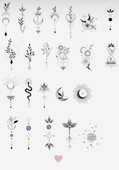 a bunch of different types of tattoos on a white background with the words love written in it