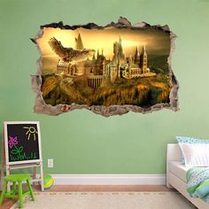 an image of a hogwarts castle wall sticker in a child's room