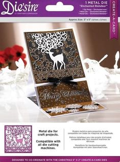 a card that has been designed to look like a christmas tree with a deer on it