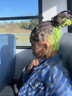 Dyed Loc Ideas, Locs Dyed In The Back, Skunk Locs, Locs Dyed Black Women, Skunk Stripe On Locs, Locs Hair Color, Colored Dreads Black Women, Lavender Locs, Skunk Stripe Locs