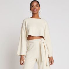 Where Cozy Meets Chic. Pair This Luxurious Crop Sweater With The Elsa Pants For A Head-To-Toe Trendsetting Look. Cream Cropped Sweater For Spring, Chic Cropped Cream Sweater, Cropped Sweater For Spring Loungewear, Chic Cropped Sweater For Loungewear, Off White Spring Loungewear Top, Nike Air Hoodie, Womens Hooded Sweater, Matching Sweat Set, Maternity Hoodie