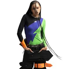 LOOK3A Glitch Logo, Orange Skin, Color Block Top, Silver Logo, Bespoke Design, Modern Fashion, Green And Orange, Black Blue, Design Details