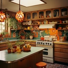 a kitchen filled with lots of pots and pans on top of a stove top oven