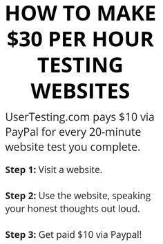 a sign that says how to make $ 30 per hour testing website